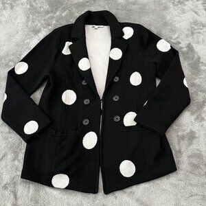 Chico's Double Breasted Knit Polka Dot Blazer Cardigan Sweater LARGE 2 12/14